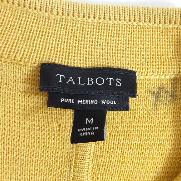 Talbots 100% Merino Wool Cardigan Sweater Military Band Jacket Mustard Womens M - Picture 5 of 9